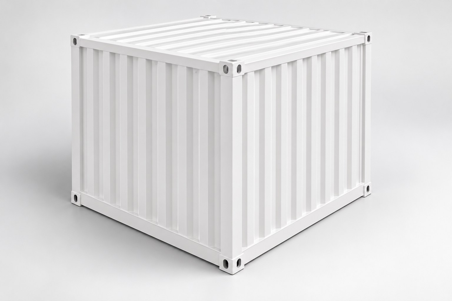 Lagercontainer 6 ft in Weiß, Eckansicht