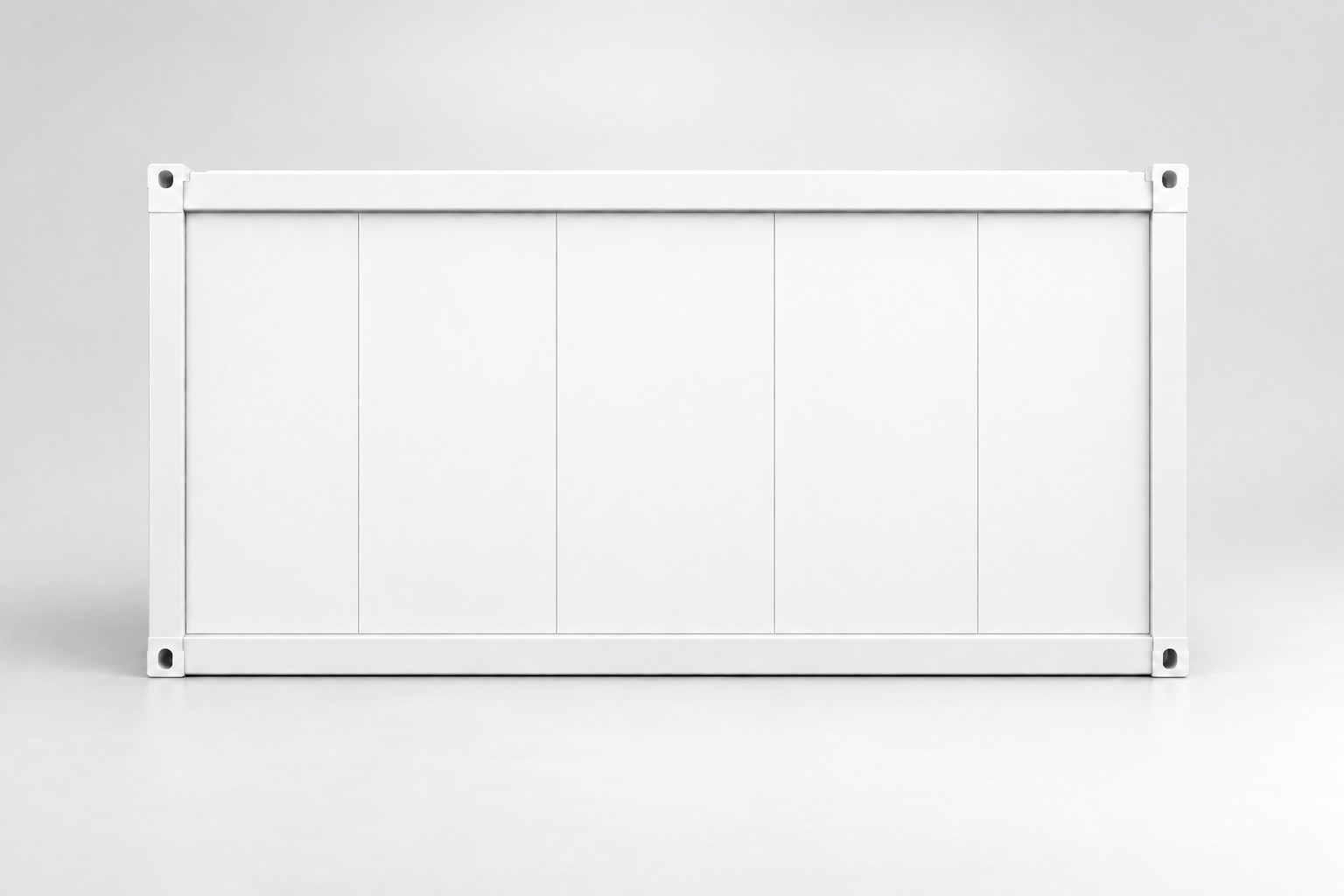 Wohncontainer 20 ft in Weiß, Rückansicht